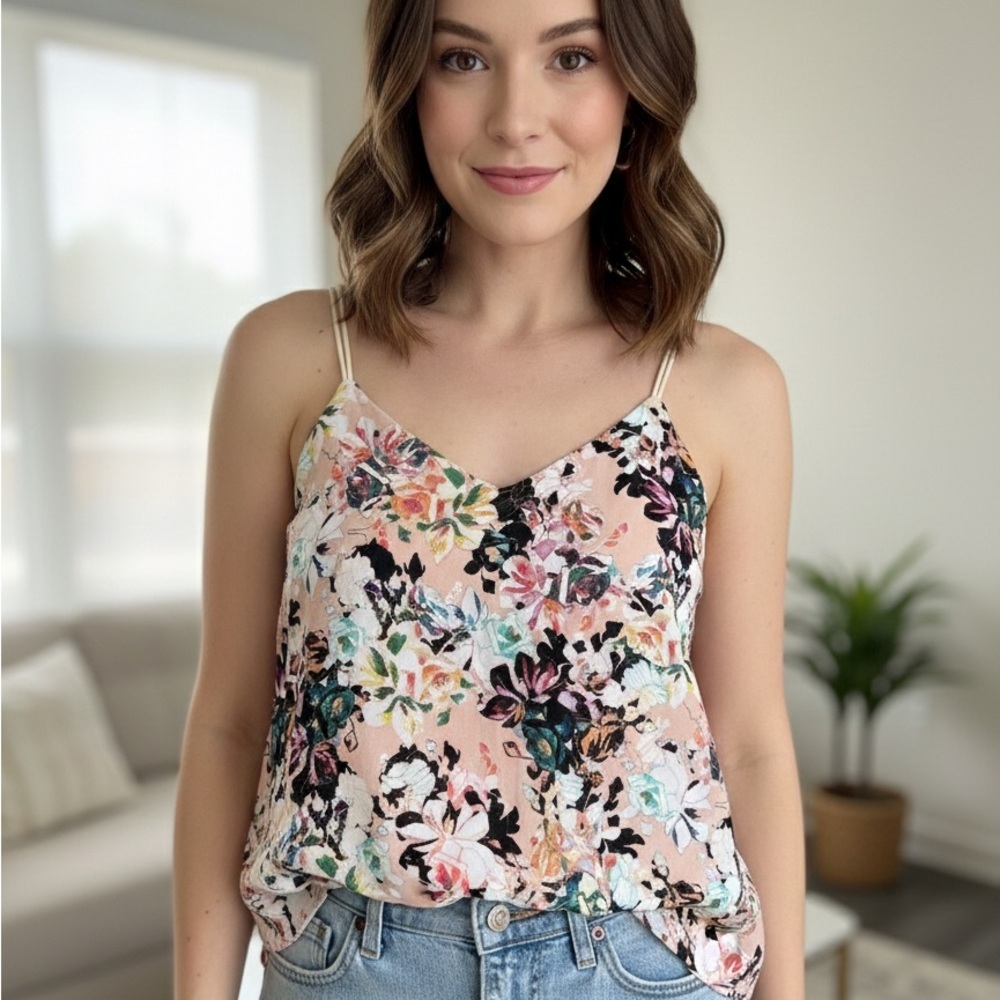 Express Floral V-Neck Tank Top